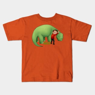 Hug A Friend! - Bronto With Boy Edition Kids T-Shirt